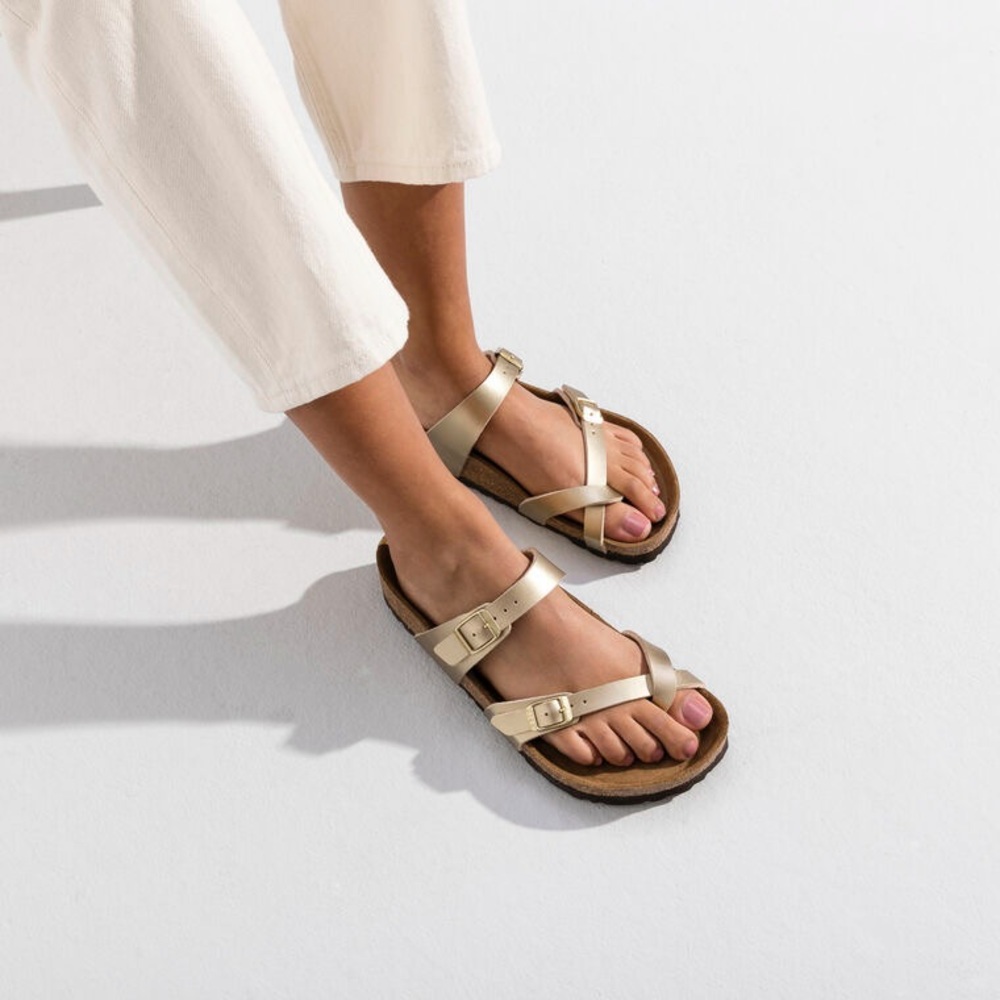 Birkenstock Mayari Birko-Flor -Gold New never worn